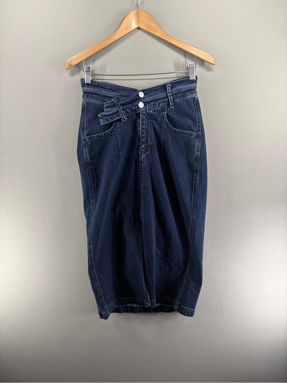 Pilcro The Arden Double Waist Midi Skirt 6 Blue Denim Rinse Anthropologie